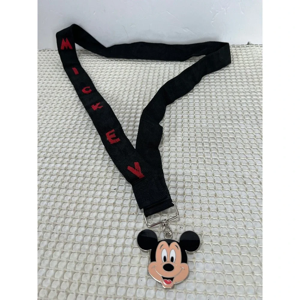 Mickey Mouse Black‎ Lanyard Necklace Charm Metal Pendant Disney